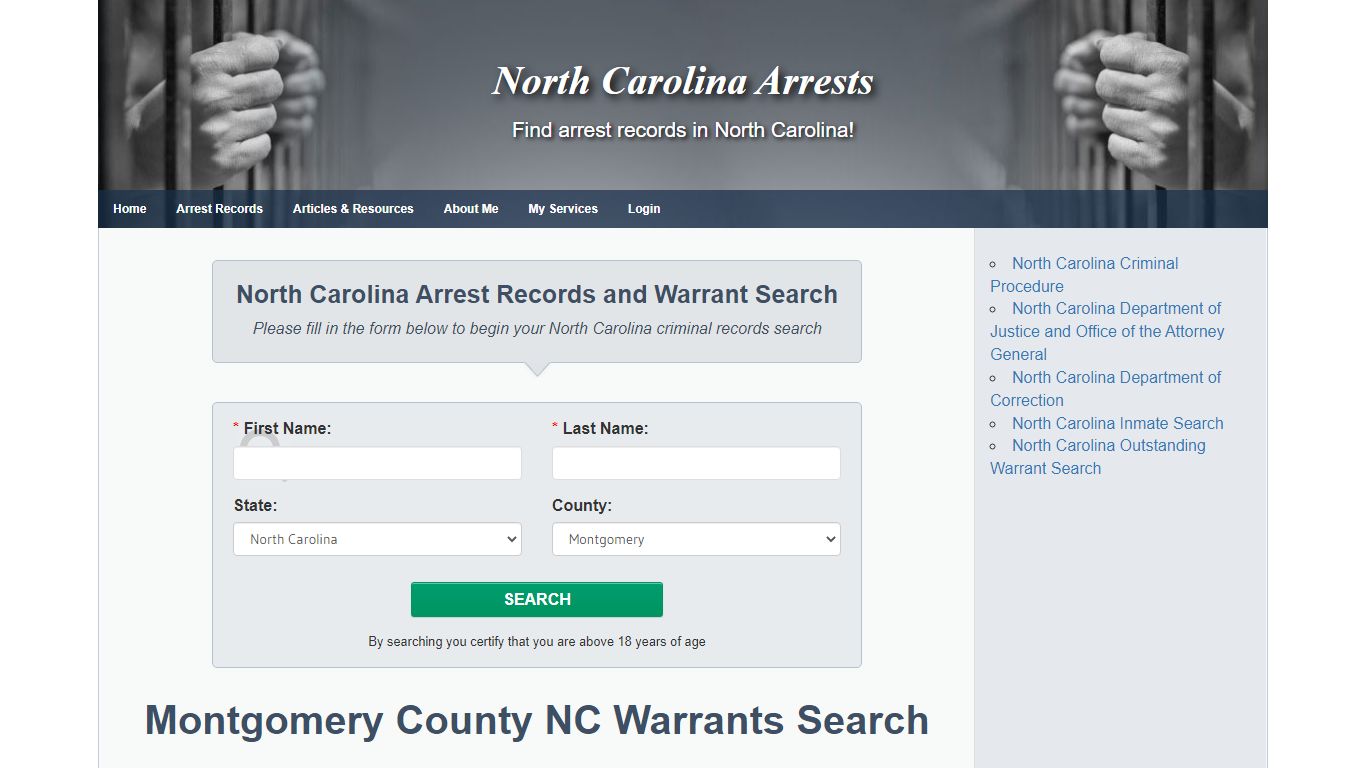 Montgomery County NC Warrants Search - North Carolina Arrests